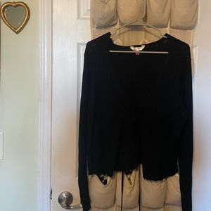 black eyelet tie front cardigan
